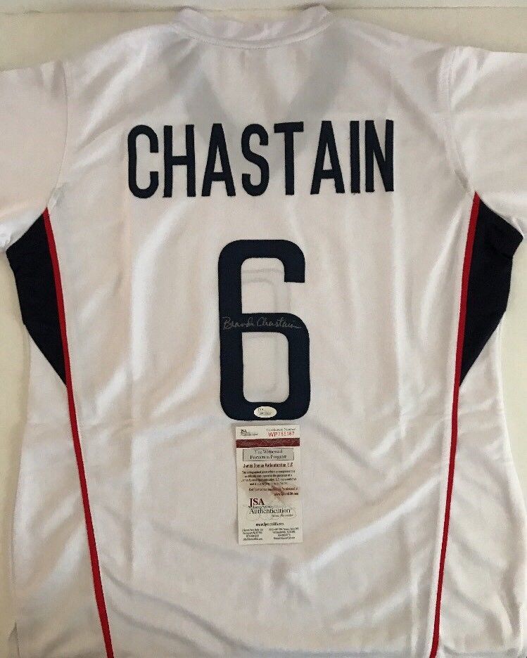 Brandi Chastain Team USA Signed Autographed Soccer Shirt Jersey JSA COA