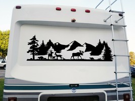 Woodland Creatures in Forest Vinyl Decal - RV Graphics Scene Camping Mountains - $9.89+