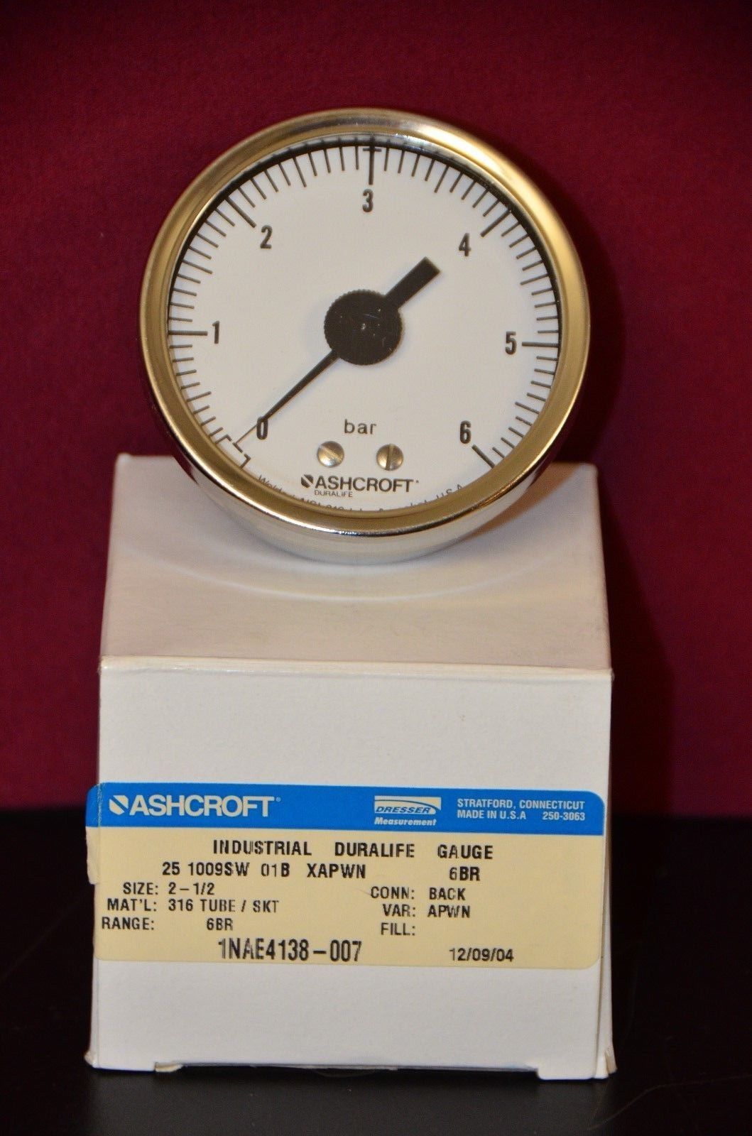 Ashcroft Duraguage 4-1/2in Pressure Gauge 0-1500psi 1/4in Npt 