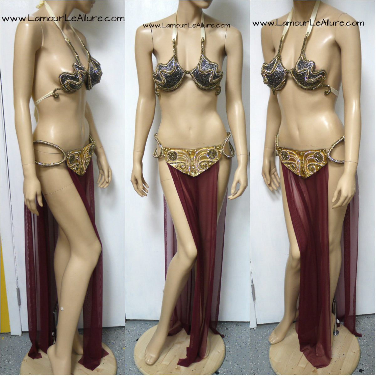 Princess Leia Slave Diamond Samba Rave Bra Gypsy Halloween Costume Cage Cosplay
