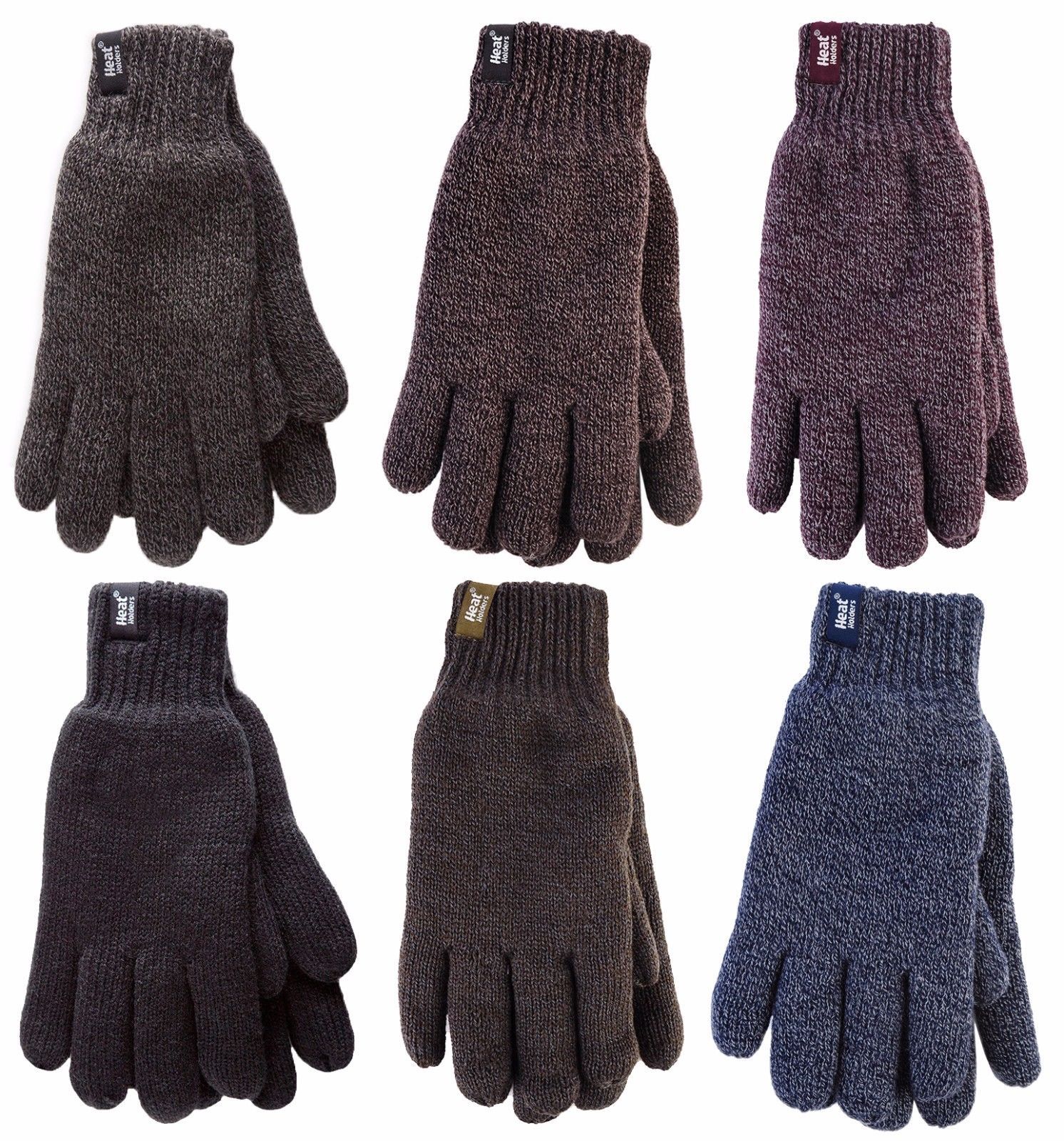 Heat Holders - Mens Warm Knitted Insulated Thermal Cold Weather Winter Gloves