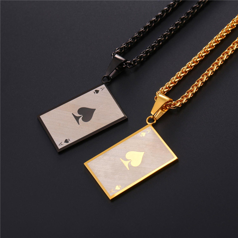 Ace of Spades Pendant Necklace Chain Stainless Steel Playing Cards ...