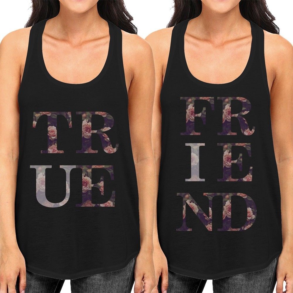 True Friend Floral Cute Bff Matching Tank Tops For Best Friends Tops