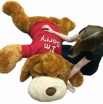 I'm SORRY Giant Stuffed Puppy Dog 5 Feet Long Brown Soft Wears i'm SORRY T-shirt - $187.52