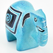 Crafts Caravan Hand Carved Sky Blue Soapstone Elephant Figurine Made in Kenya