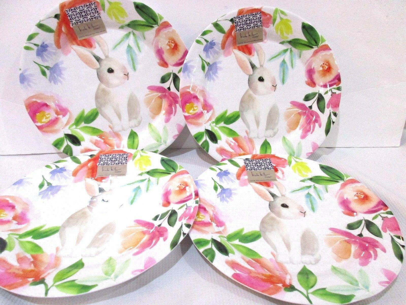 Home And Garden New Nicole Miller Floral Easter Bunny Melamine Serving Tray Platter Rabbit Plate