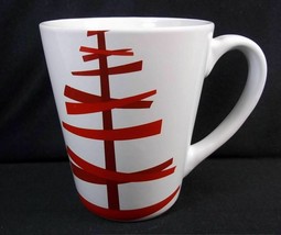 Starbucks tapered coffee mug White Red abstract Christmas tree 2012 12 oz - $8.88
