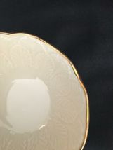 Vintage Lenox Cream Beige 24k Gold Rim Encrusted Bowl Made in USA Leaf Leaves image 3