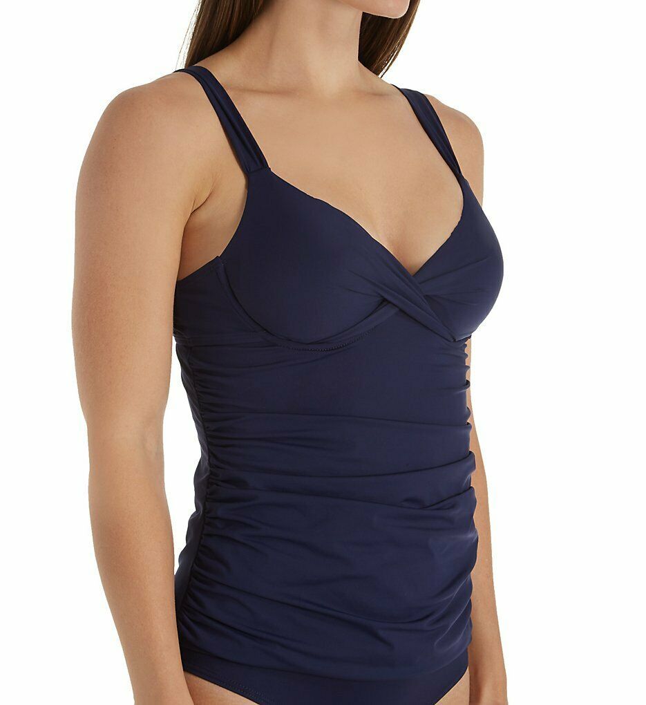 Anne Cole Signature NAVY Live In Color Underwire Twist Tankini Top, US ...