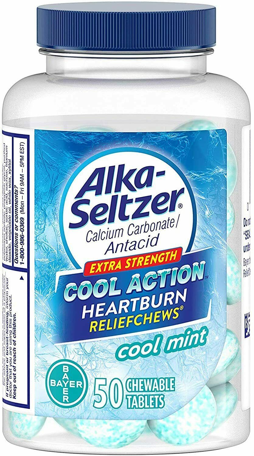 Alka-Seltzer Cool Action Heartburn Reliefchews Cool Mint 50ct Exp 02/21 ...