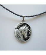 Black Horse Oval Metal Charm Pendant Leather Necklace also Stock in the US - $10.69