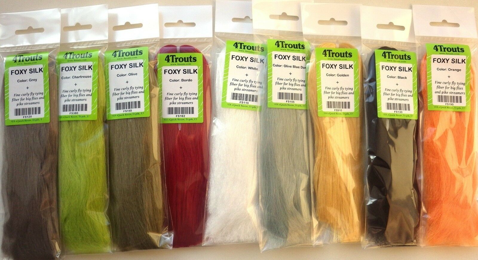 Fly Tying Synthetic Fibers Set 9x color Foxy Silk streamer hair saltwater fly