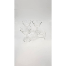 4 Vintage Champagne, Federal Glass, Etched Flower, Clear Cocktail Ribbed... - $38.00