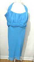 Davids Bridal Chiffon Halter Dress Sz 24 Blue - $69.78