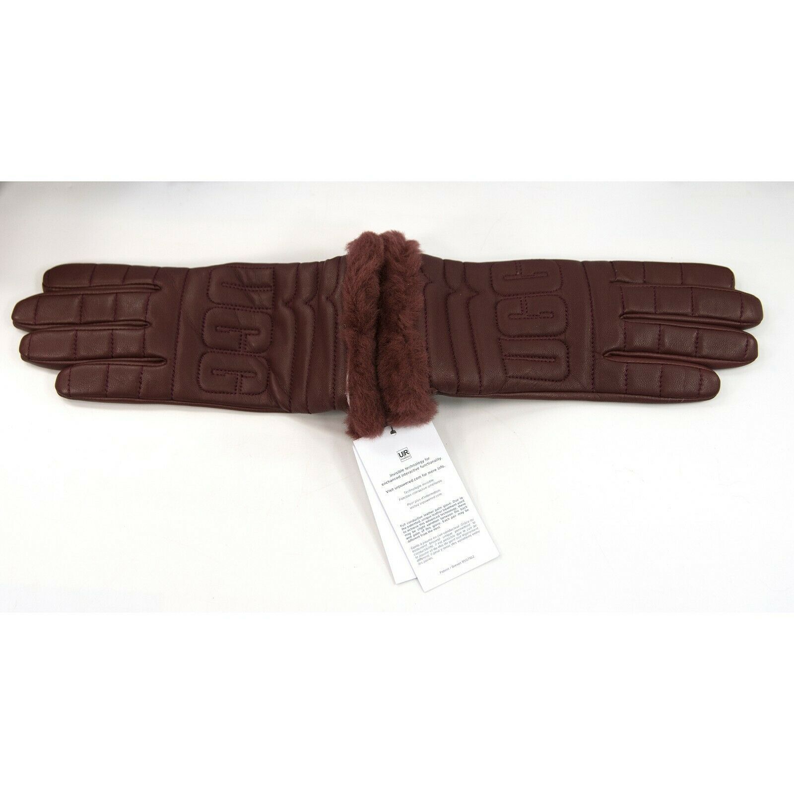 UGG Leather Quilted Logo Gloves with Conductive Tech Palm