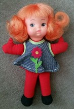 Uneeda Red Head Hair Doll Freckles 6 Inch Vintage 1974 Denim Cloth Vinyl - $26.95