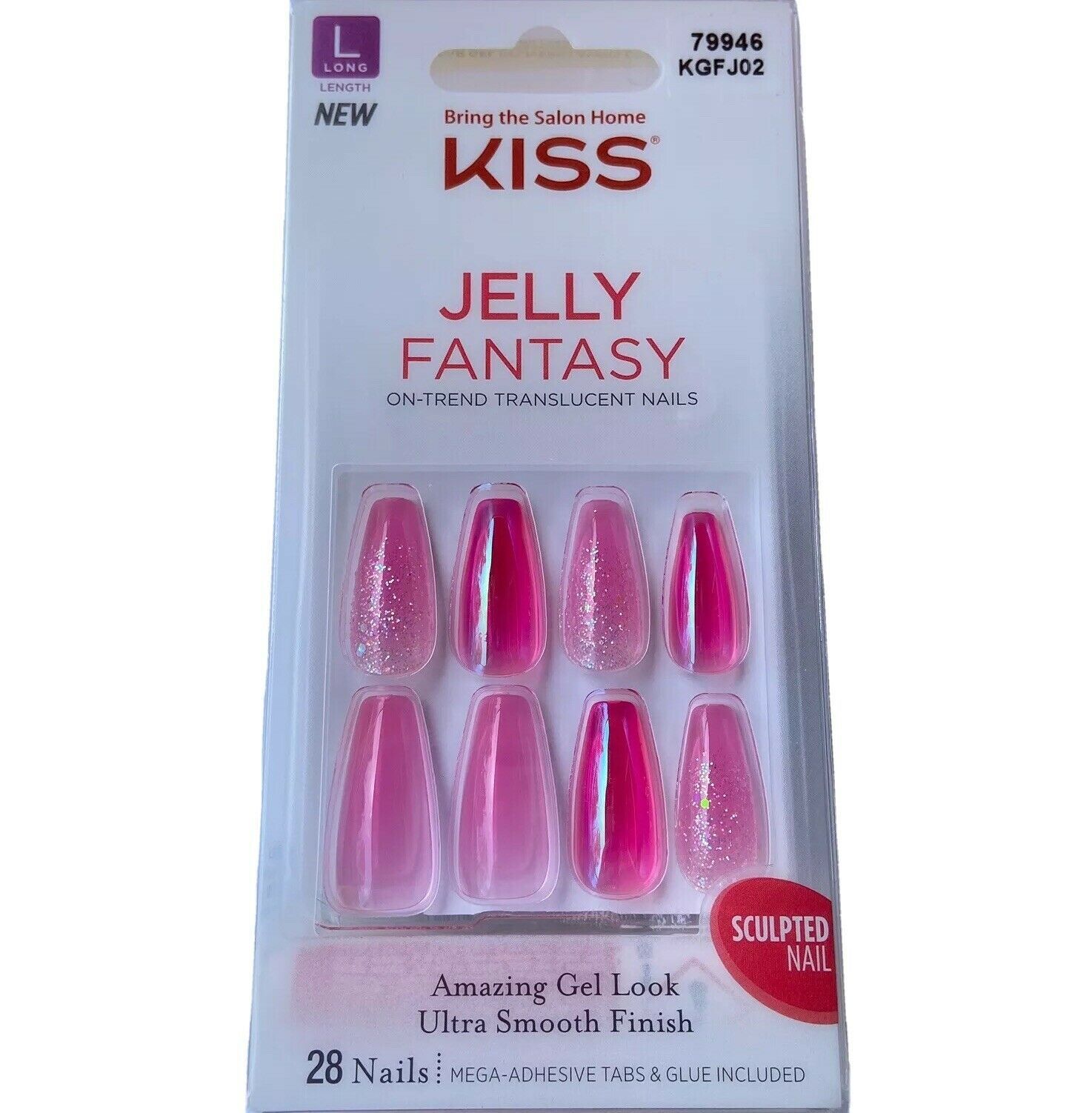 NEW Kiss Nails Jelly Fantasy Press or Glue Manicure Long Gel Coffin ...