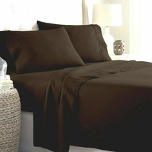 Extra Deep Wall Fitted Sheet+2 Pillow Case 1000 TC Chocolate Solid Select Size - $43.19