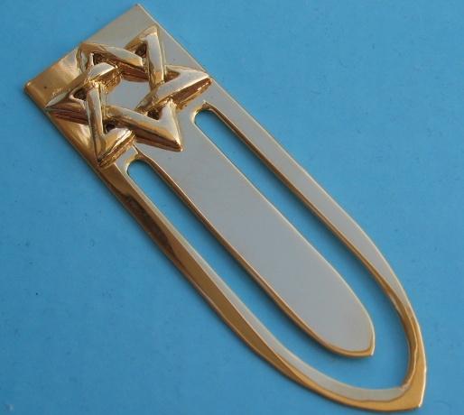 Superb gold plated star of / Magen David Bookmark from Israel Judaica