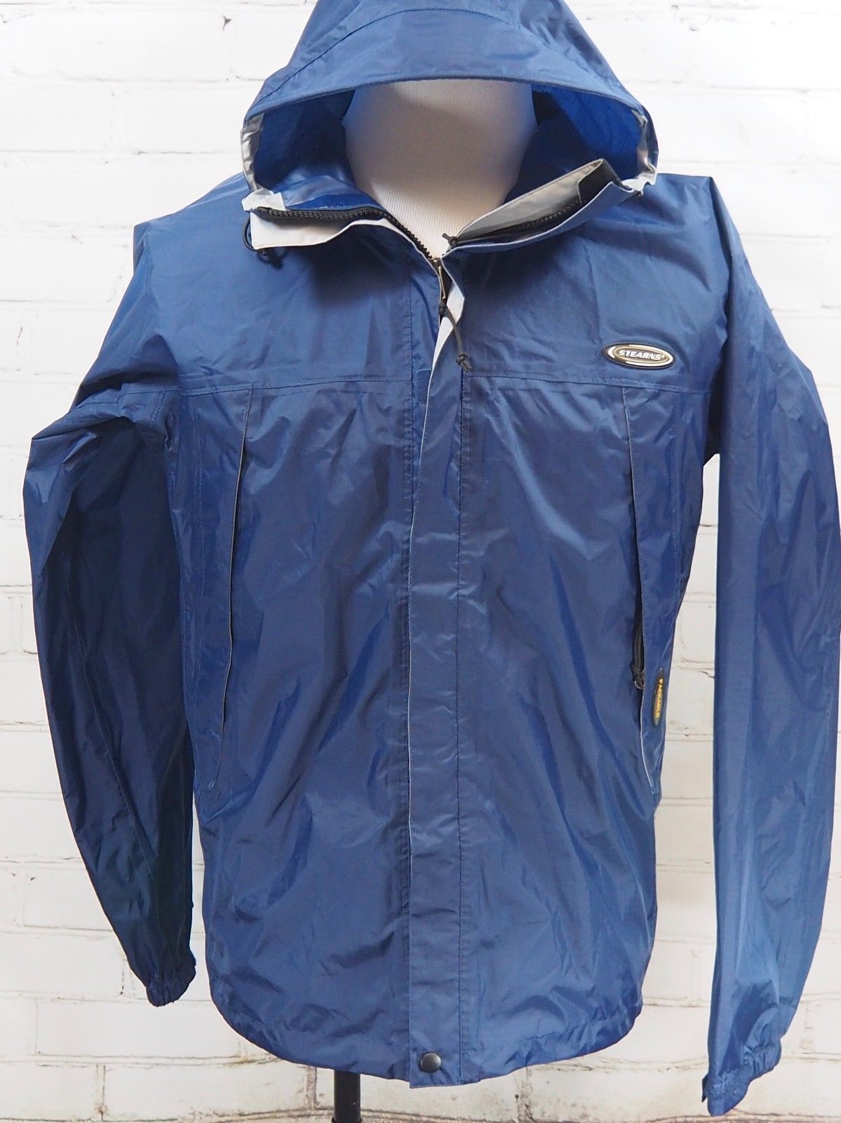 STEARNS Dry Wear Rain Jacket Mens M Blue Hooded Coat Wind/Waterproof