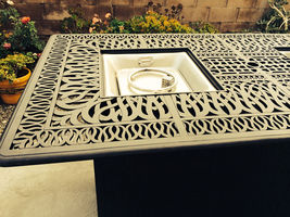 Outdoor Propane Fire Pit bar height double burner table Elisabeth aluminum patio image 9