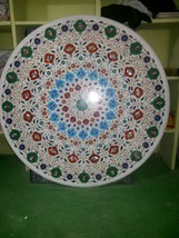 36&quot; Marble Coffee Dining Table Top Floral Round Inlaid Mosaic Work Arts ... - $2,564.72