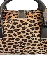 Lambertson Truex Made in Italy Leather Leopard Print Ponyskin Fur Satchel Bag image 9