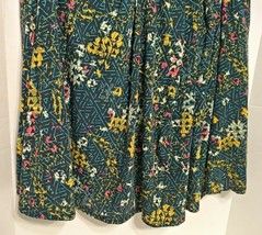 LuLaRoe Madison Skirt Sz M Floral Aztec Teal Yellow Pink White on Black NWT - $13.49