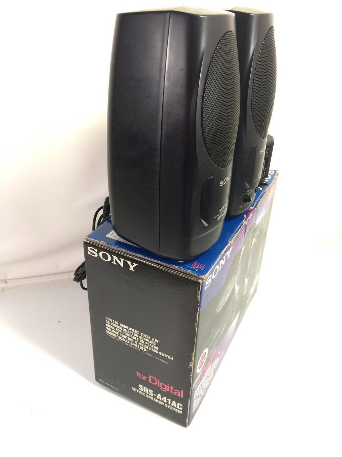 Sony Mega Bass Active Speaker System Portable Built In Amplifier Model
