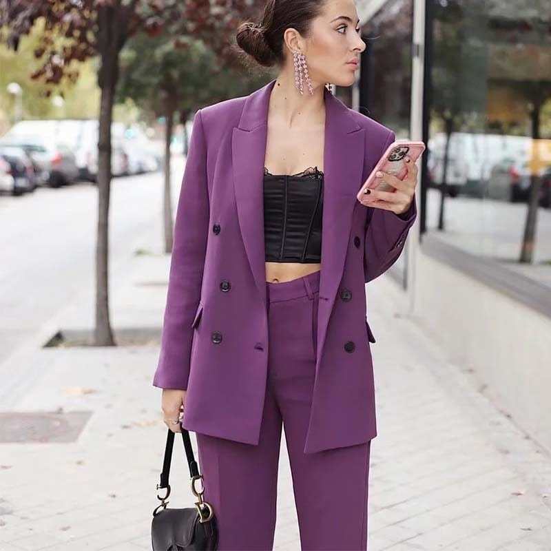2 Pieces Purple Work Suit