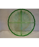 Vaseline Glass green four compartment glass candy dish. - $25.00