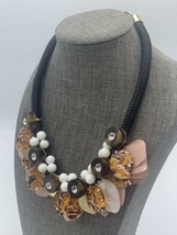 Ann Taylor Cord Necklace Plastic Floral Statement Crystals New Tag $89 - $37.36