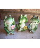 ceramic/clay frogs lot of 3 hear, see and say no evil. - $15.00
