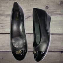 Cole Haan Elsie Logo Wedge Heels Black Shoes Size 8 B Slip On - $34.91