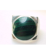 Genuine MALACHITE Vintage RING in Sterling Silver - Artisan made - Size ... - £76.03 GBP
