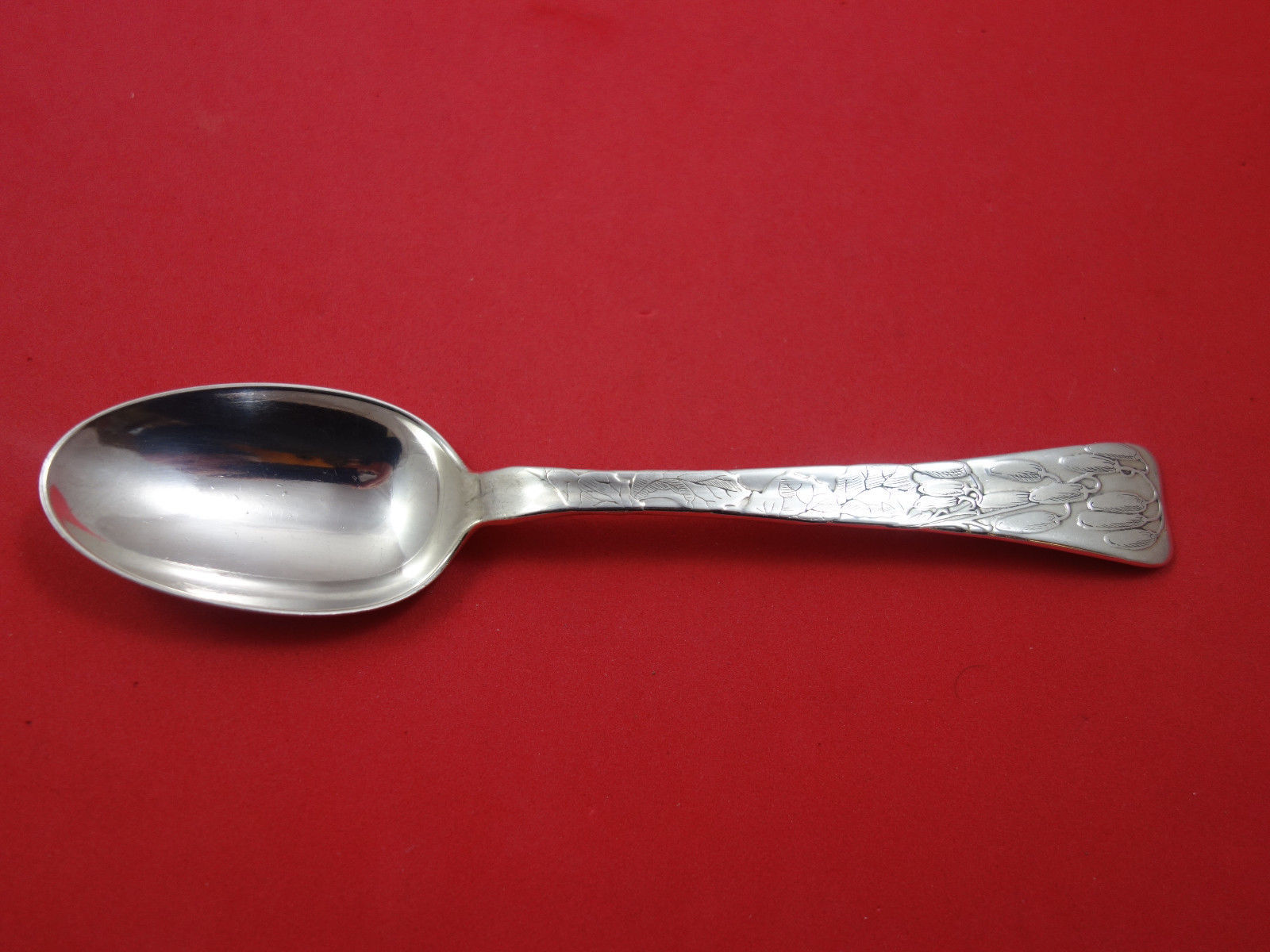Primary image for Lap Over Acid Etched by Tiffany Sterling Place Soup Spoon w/Barberries 7"