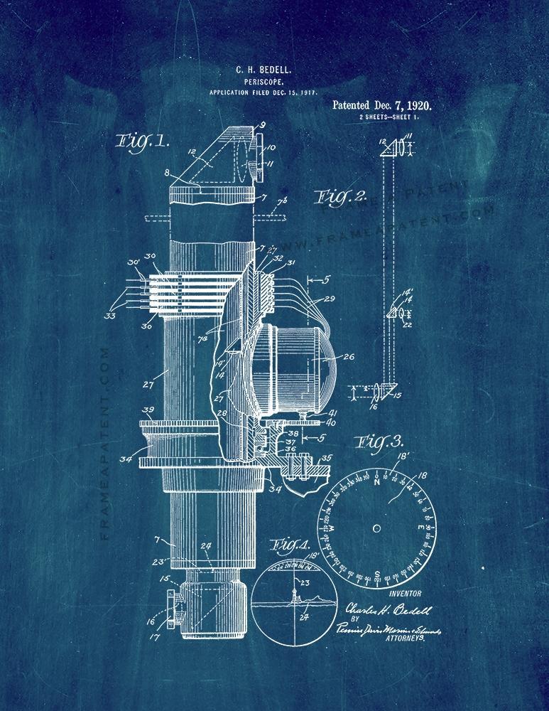 Periscope Patent Print - Midnight Blue