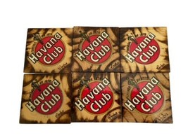 NEW Set of 6 Handmade Brown Wooden Wood Havana Club Coaster Square - $19.99