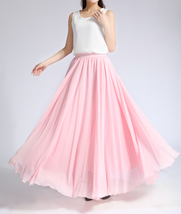 Women Long MAXI Chiffon Skirt AQUA-BLUE Chiffon Maxi Skirt Summer Beach Skirt image 9