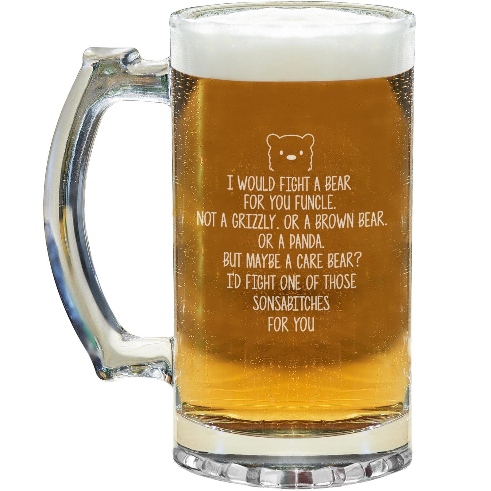 Funcle Beer Mug Glass Stein Cup Funny Gift For Birthday Present Uncle W