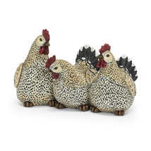 Black Tailed Rooster Trio Statues Country Detail Farm Life 11" Wide Beige Black