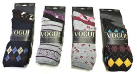 24 pair Ladies Crew Socks Vogue Signature Designs Assorted Size 9-11 - $23.76