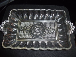 Beaded Glass Relish or Pickle Dish with Medallion Center Design - $15.00