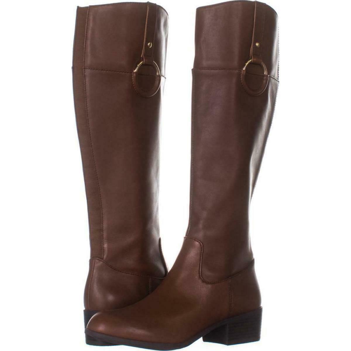 A35 Briaah Under the Knee Side Zip Up Boots 364, Cognac, 8 US - Boots