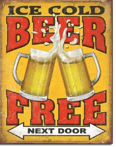 Primary image for Free Beer Next Door Party Beer College Funny Humor Wall Decor Metal Tin Sign New