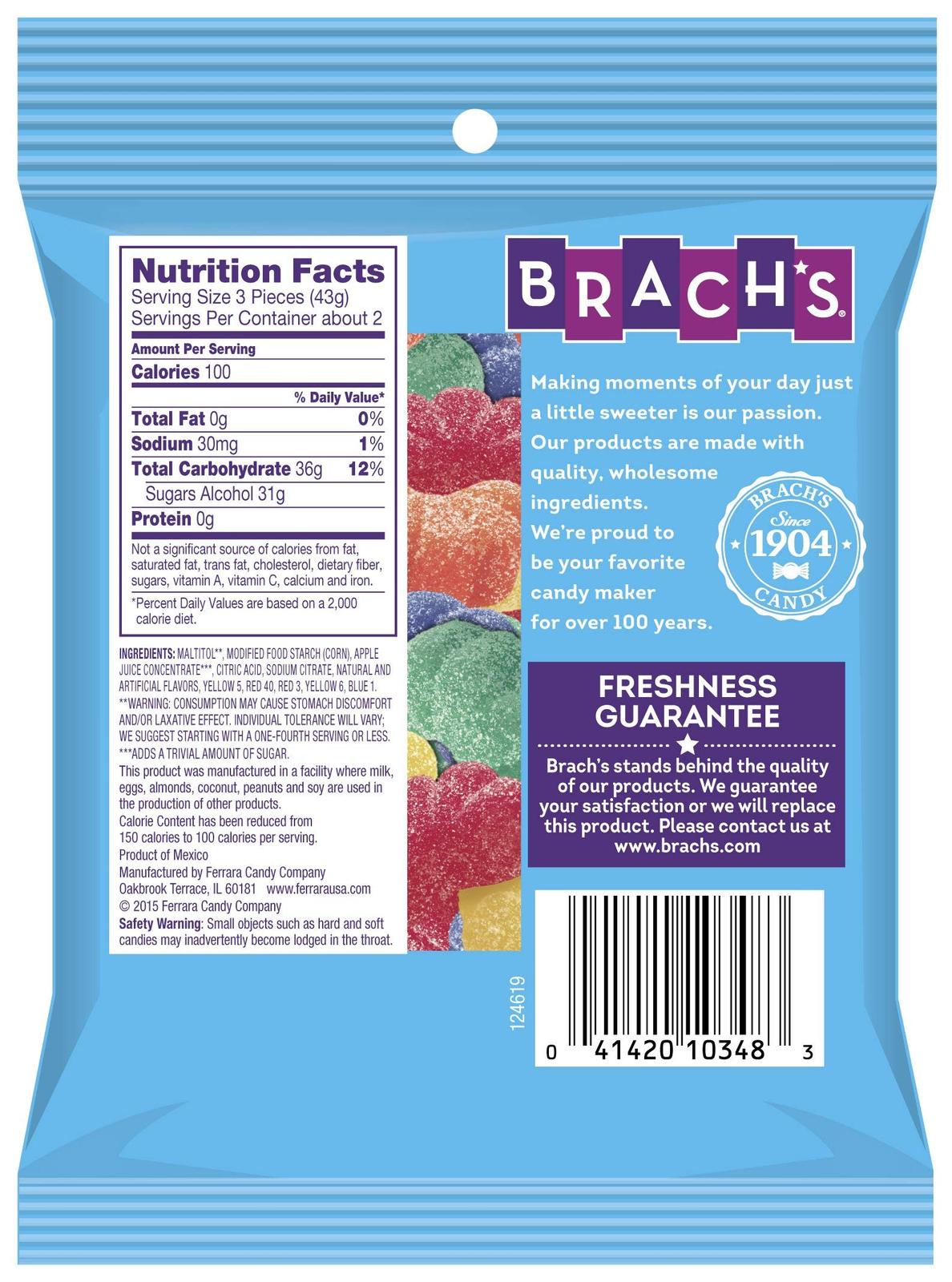 Brach's Sugar Free Fruit Slices Gummy Candy 3 Ounce Bag, Pack of 12