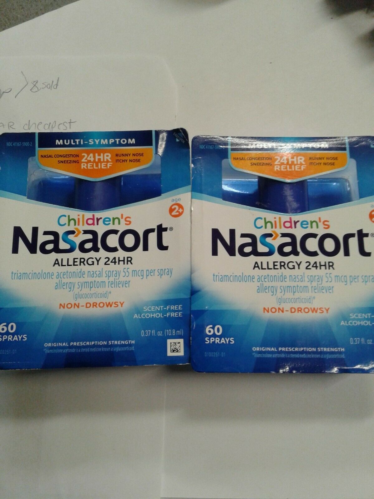Nasacort Childrens Allergy 24Hr Nasal Spray 60Sprays 0.37oz (2 Pack