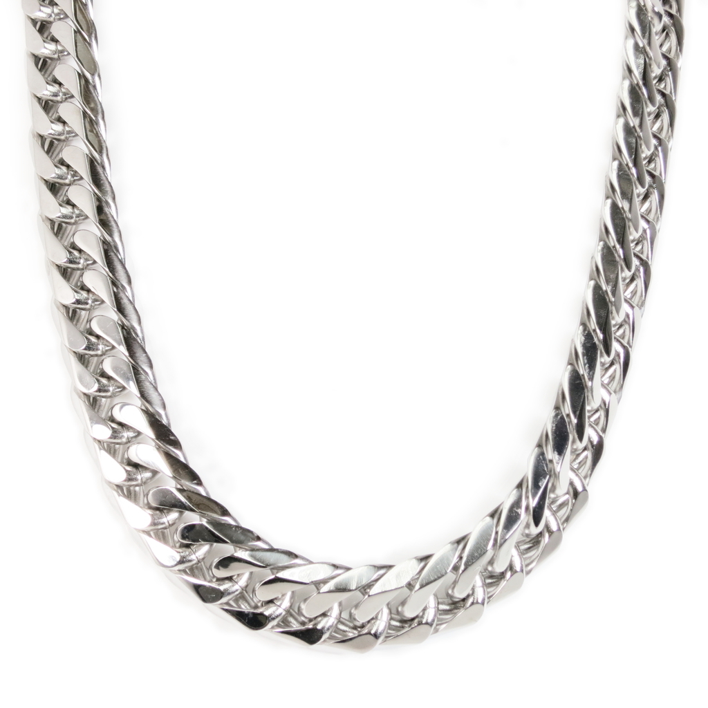 Stainless Steel Heavy Faceted Double Curb Chain Men Necklace 19mm 23