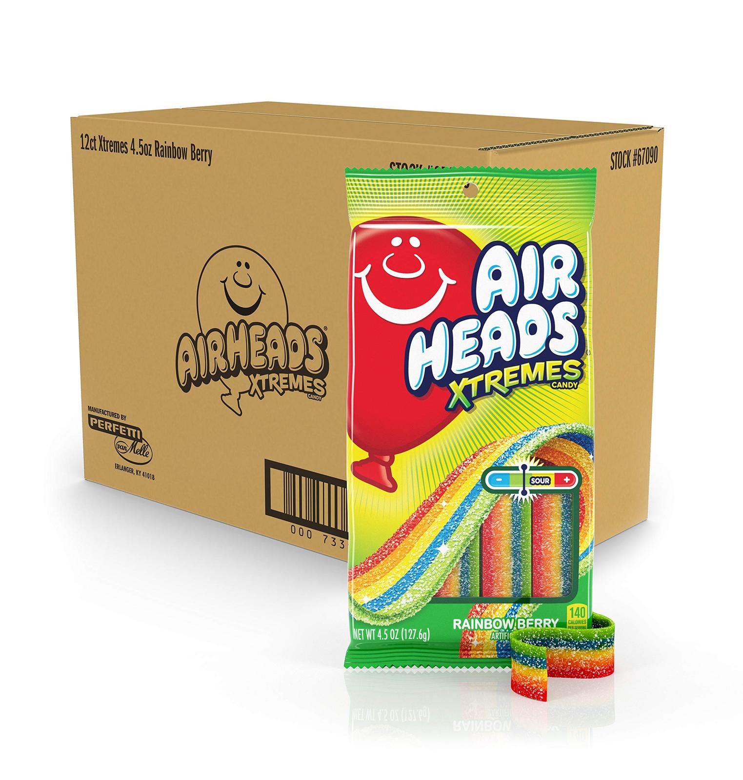 Airheads Xtremes Sweetly Sour Candy Belts, Rainbow Berry, 4.5 Ounce