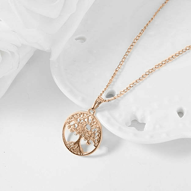 ROSE GOLD Elegant Tree of Life Rose Gold Filled Pendant Necklace 18 FOR MOM